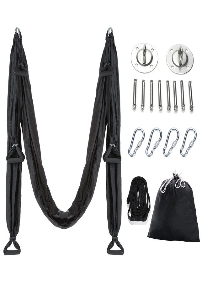 ZELUS CO-Z Aerial Yoga Swing Sling Strong Yoga Hammock Kit Set Tze Inversion Exercises Include Ceiling Mounting Kit and 2 Extensions Straps (Black) - Image 1