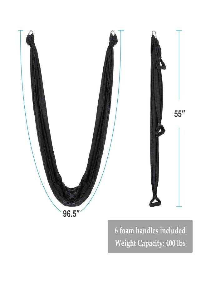 ZELUS CO-Z Aerial Yoga Swing Sling Strong Yoga Hammock Kit Set Tze Inversion Exercises Include Ceiling Mounting Kit and 2 Extensions Straps (Black) - Image 4