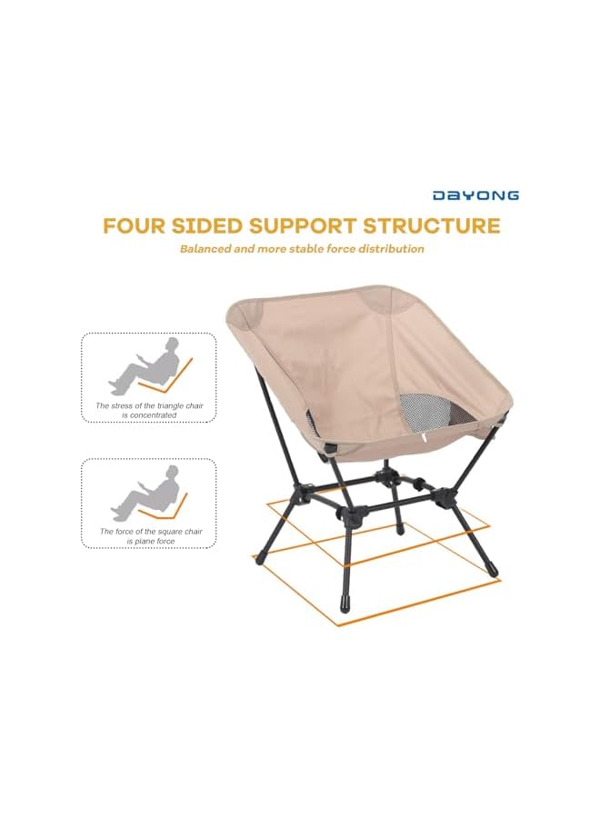 DAYONG Foldble Camping Chair, Upgraded Ultralight Compact Chair With Storage Bag, Outdoor Portable Chair For Camping, Traveling, Beach, Picnic, Hiking (Khaki) - Image 4