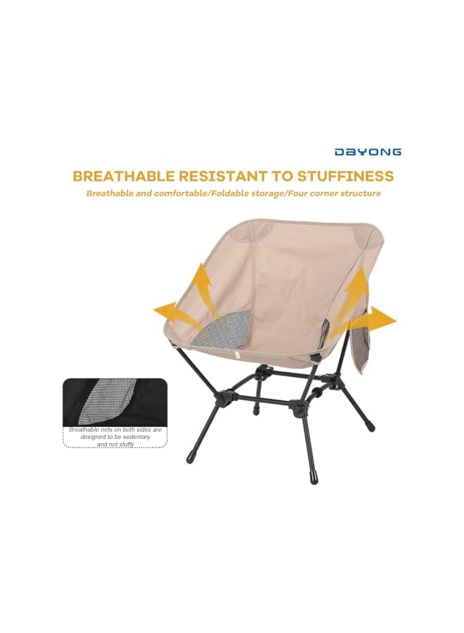 DAYONG Foldble Camping Chair, Upgraded Ultralight Compact Chair With Storage Bag, Outdoor Portable Chair For Camping, Traveling, Beach, Picnic, Hiking (Khaki) - Image 5
