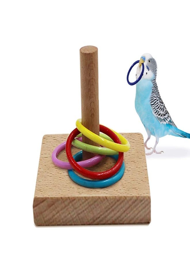 Meric CoCoo Interactive Bird Training Board for Cage, Wooden Block Puzzle, Small Intelligence Tabletop, Portable Wood Stand Set, Mental Stimulation Perch Shelf, Cage Supplies & Accessories - Image 1