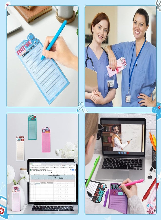 ANGOLIO 8Set Nurse Sticky Notes Set Funny Medical Themed Notepads with Pen Self-Adhesive Writing Memo Pad for Nurse Week Graduation Appreciation Gifts CNA Student Hospital School Office Supplies - Image 5