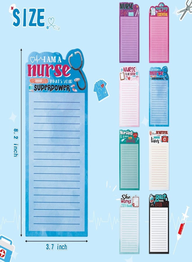 ANGOLIO 8Set Nurse Sticky Notes Set Funny Medical Themed Notepads with Pen Self-Adhesive Writing Memo Pad for Nurse Week Graduation Appreciation Gifts CNA Student Hospital School Office Supplies - Image 3