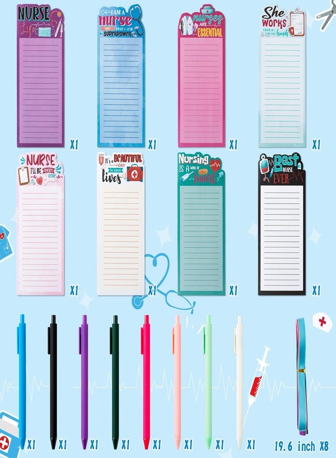 ANGOLIO 8Set Nurse Sticky Notes Set Funny Medical Themed Notepads with Pen Self-Adhesive Writing Memo Pad for Nurse Week Graduation Appreciation Gifts CNA Student Hospital School Office Supplies - Image 2