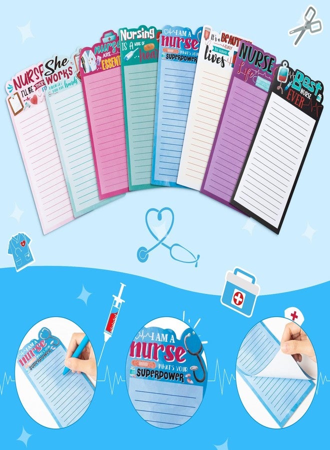 ANGOLIO 8Set Nurse Sticky Notes Set Funny Medical Themed Notepads with Pen Self-Adhesive Writing Memo Pad for Nurse Week Graduation Appreciation Gifts CNA Student Hospital School Office Supplies - Image 4