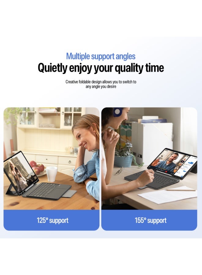 دوكس دوتشيز لوحة مفاتيح مع حافظة متوافقة مع Samsung Galaxy Tab S11 Ultra بحجم 14.6 إنش 2025، لوحة مفاتيح ذكية لاسلكية قابلة للفصل مع لوحة تتبع وحافظة واقية - Image 3