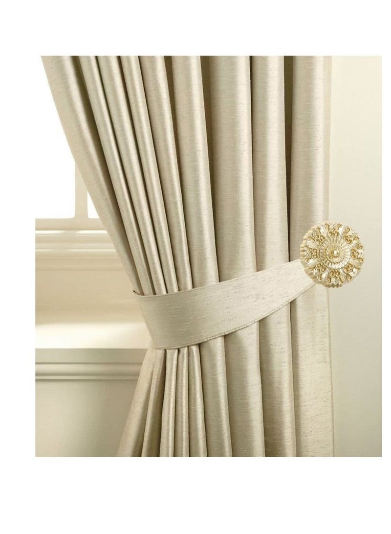 IDT 1 Pair Curtain Holdbacks Window Tie Backs Holders For Bedroom Wall Office Decor Home Sheer Blackout Drapes Blind Curtains Decorations Accessories Buckle Hooks Light Golden Colour - Image 1