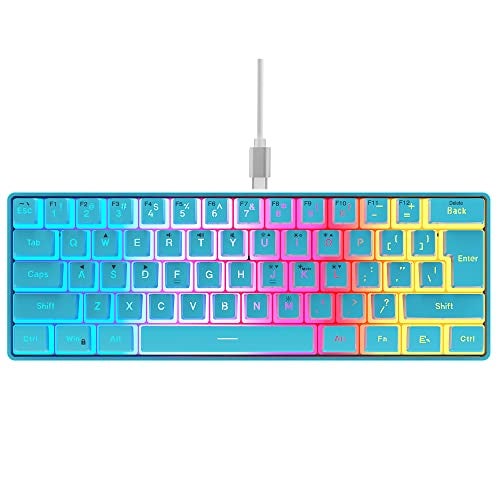 DGG 60% Wired Gaming Keyboard, Pudding Keycaps with Translucent Layer, RGB Backlit Ultra-Compact Small Keyboard, Waterproof Mini Compact 61 Keys Keyboard for PC/Mac Gamer, Typist, Travel, Blue - Image 1