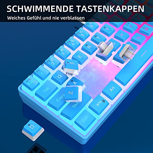 DGG 60% Wired Gaming Keyboard, Pudding Keycaps with Translucent Layer, RGB Backlit Ultra-Compact Small Keyboard, Waterproof Mini Compact 61 Keys Keyboard for PC/Mac Gamer, Typist, Travel, Blue - Image 2