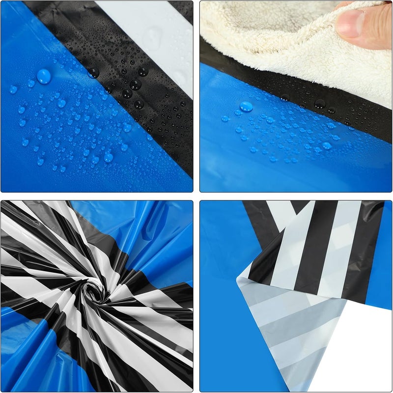 Oudain 6 Pcs Striped Tablecloth 108 x 54 Inch Disposable Plastic Table Cloth Waterproof Tablecloth Rectangle Table Cover for Birthday Wedding Bridal Party Supplies (Black White Dark Blue) - Image 3