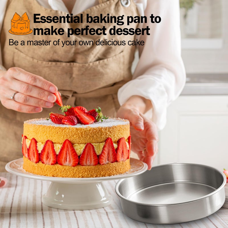 Fcgbdbz 9 Inch Cake Pans Set of 2 with 100 Pieces Parchment Paper, Stainless Steel Round Cake Pans Baking Pan For Layered Cakes, No Coating Smash Cake Pans Mirror Finish Dishwasher Safe Cake Mold - Image 5