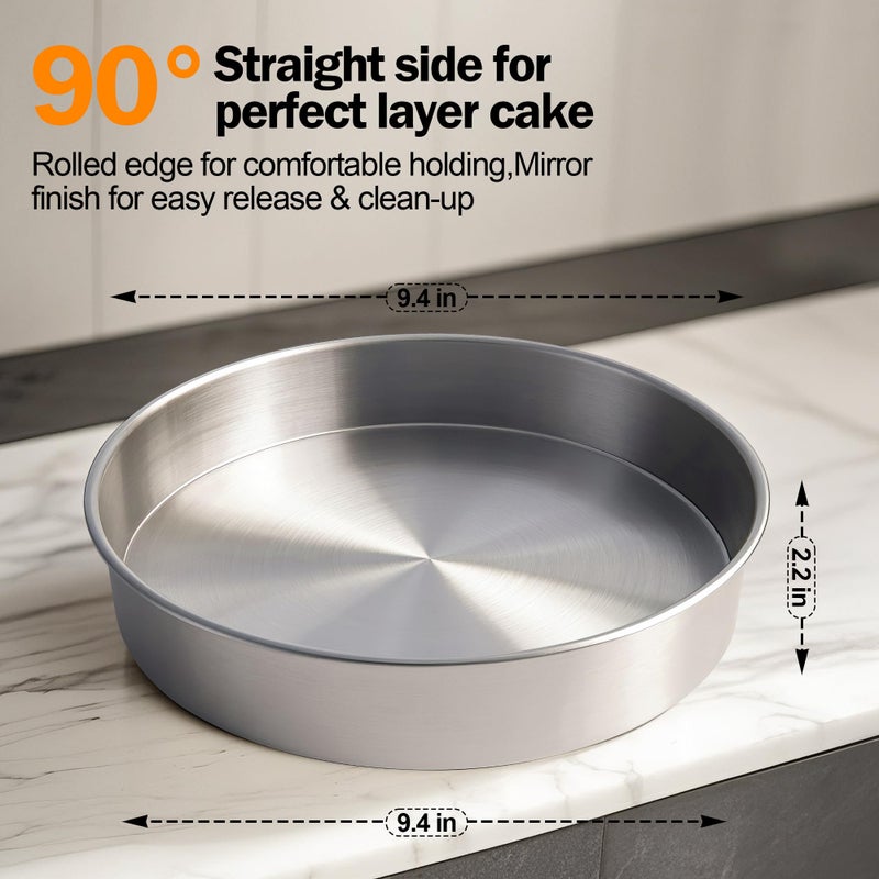 Fcgbdbz 9 Inch Cake Pans Set of 2 with 100 Pieces Parchment Paper, Stainless Steel Round Cake Pans Baking Pan For Layered Cakes, No Coating Smash Cake Pans Mirror Finish Dishwasher Safe Cake Mold - Image 3