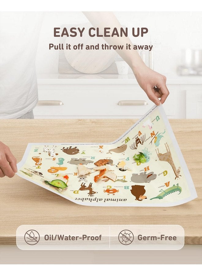 Babebay Disposable Placemats for Baby, 60 Pack Sticky Toddler Placemat for Restaurants, Dining Table, Party, Travel, 12" x 18" with 3 Designs - Image 4