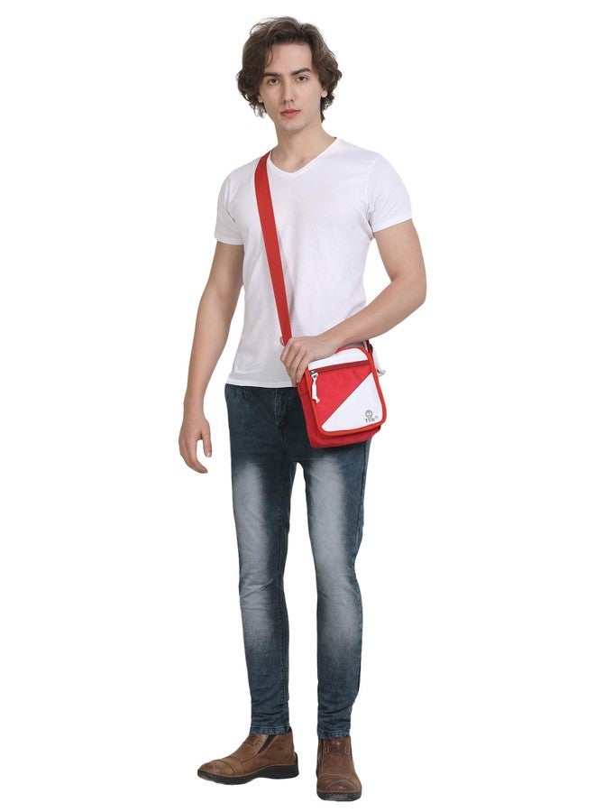 TnW Men's/Women Casual Canvas Travel Sling Bag (Red-Whit) - Image 3