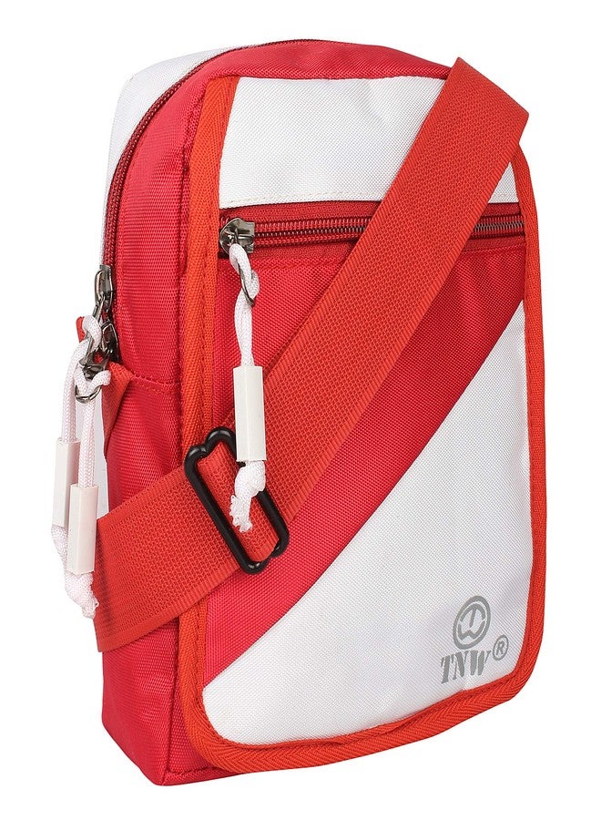 TnW Men's/Women Casual Canvas Travel Sling Bag (Red-Whit) - Image 4