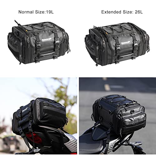 Rhinowalk Motorcycle Saddle Bag Motorbike Tail Bag Waterproof Expandable Pannier Bag Powersports Travel Luggage (Black, 26L) - Image 4