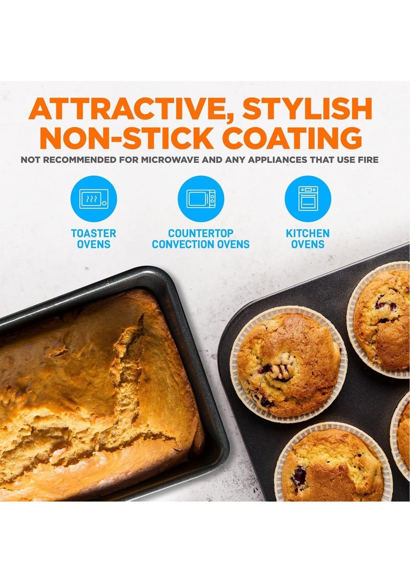 NutriChef - NutriChef 8-Piece Nonstick Stackable Bakeware Set - PFOA, PFOS, PTFE Free Baking Tray Set w/Non-Stick Coating, 450°F Oven Safe, Round Cake, Loaf, Muffin, Wide/Square Pans, Cookie Sheet (Plum) - Image 1