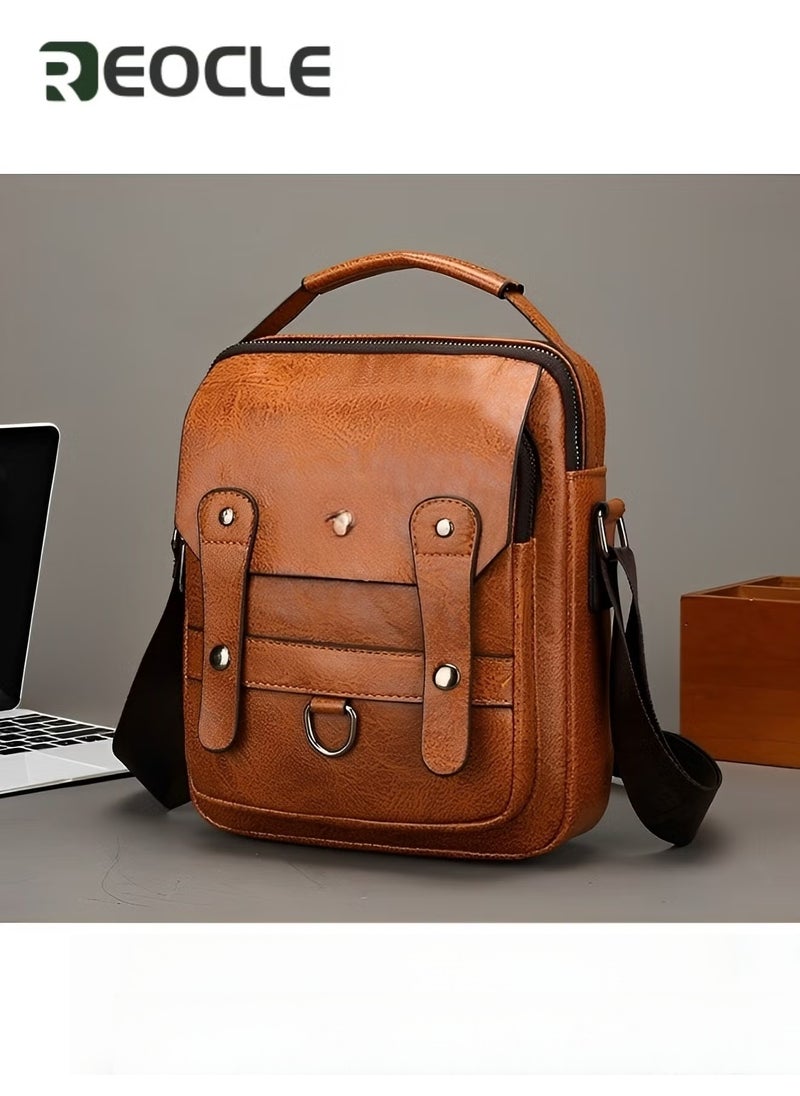 ريوكل حقيبة كتف للرجال حقيبة رسول من جلد البولي يوريثان حقيبة سفر عمل حقيبة جانبية حقيبة يد غير رسمية حقيبة رجل للعمل والمشي لمسافات طويلة والسفر والاستخدام اليومي - Image 4