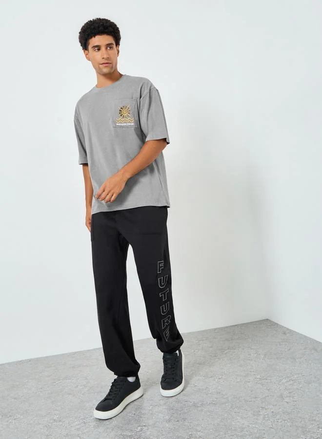 Styli Men Grey Oversized Acid Wash Heavy Jersey T-Shirt