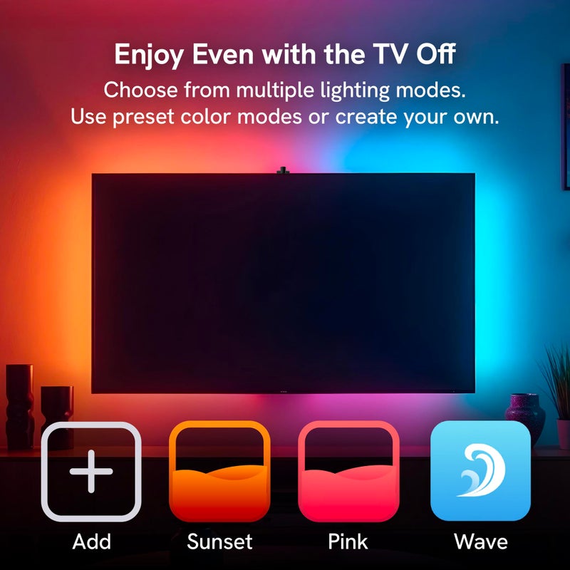 Aura Labs Smart TV Backlight Sync to Screen for 70-85 Inch TV - Camera-Based Color Match - Backlighting for TV - Voice and App Control - RGB LED Strip Light - LED Lights for TV - Image 4