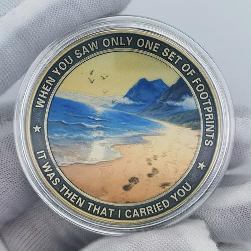 Rumkou Footprints in The Sand Religious Challenge Coin Deuteronomy 318 Scripture Coins with Divine Encouragement - Image 5