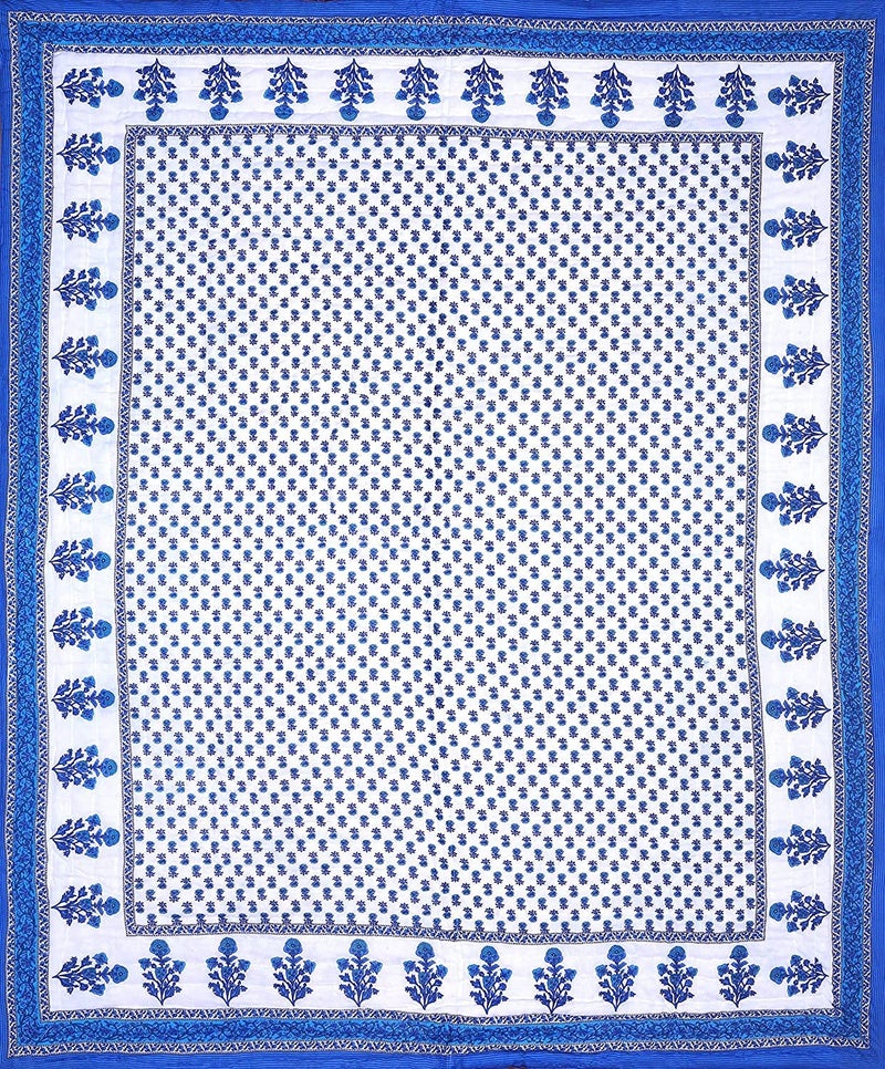 LOARSHY Pure Cotton Floral Printed Quilt | Lightweight and Warm Jaipuri Rajasthani Single Bed Razai | Soft Razai for Winters | Gift Item (Dark Blue, TC-250) - Image 3