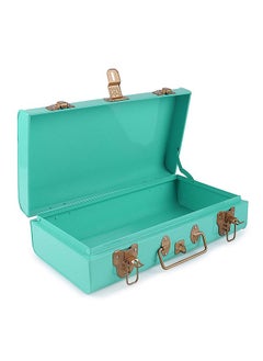 Elan Elan Vintage Style Metal Long Trunk Box Decorative Storage Box with Gold Accents Lockable Treasure Chest Jewelry Box and Gift Trunk for Home Décor (Aqua)  - Image 4
