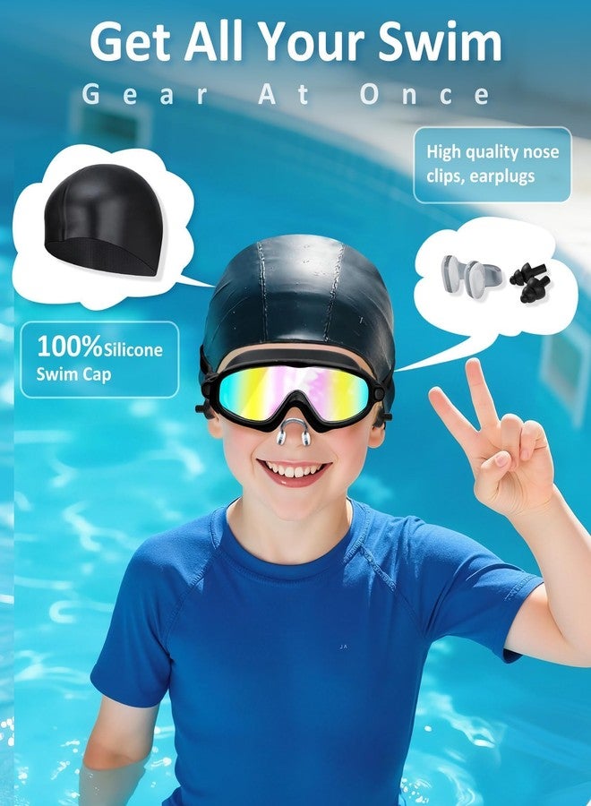 Hurdilen Kids Swim Goggles, Anti-fog, UV Protection and Wide View Swimming Goggles & Swim Cap for Age 3-15 Boys Girls Toddler - Image 5