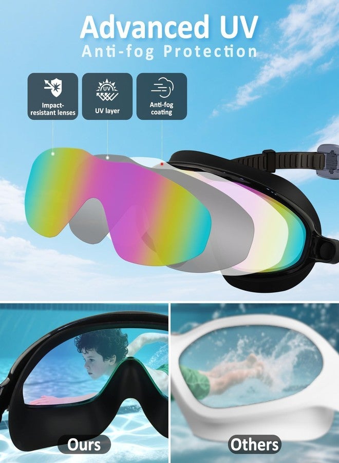 Hurdilen Kids Swim Goggles, Anti-fog, UV Protection and Wide View Swimming Goggles & Swim Cap for Age 3-15 Boys Girls Toddler - Image 3