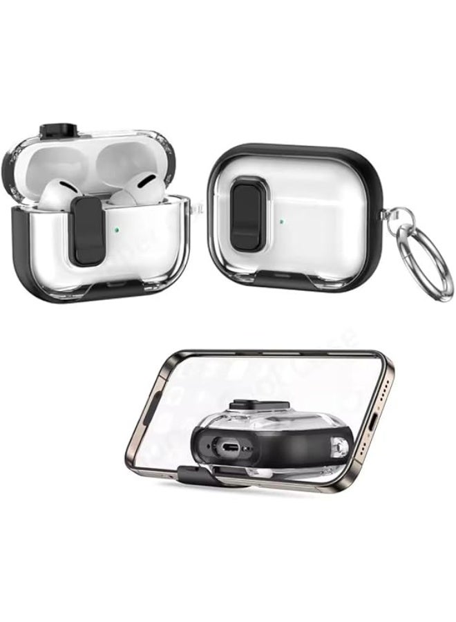 فكرة Fekra لحافظة Airpods Pro 3، حافظات بأقفال أمان لـ Apple Airpod Pro 3 (2025) مع حامل هاتف وحماية من السقوط غطاء حافظة Air pods Pro3 للرجال والنساء مع سلسلة مفاتيح - Image 2