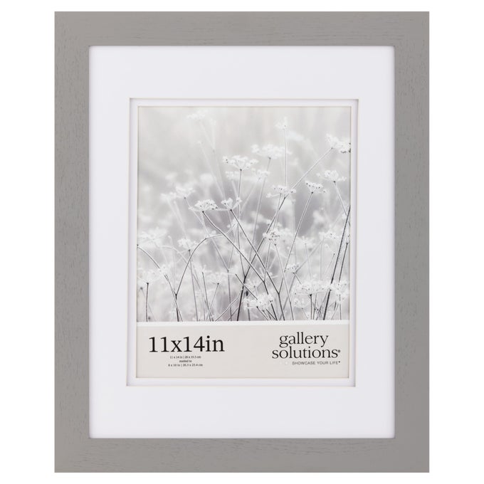 11x14 Flat Grey Wall Frame Double White Mat WallWall Mount Display Perfect Fit for 8x10 Photos Versatile Mounting Options Rectangular Wall Mount Poster Frame