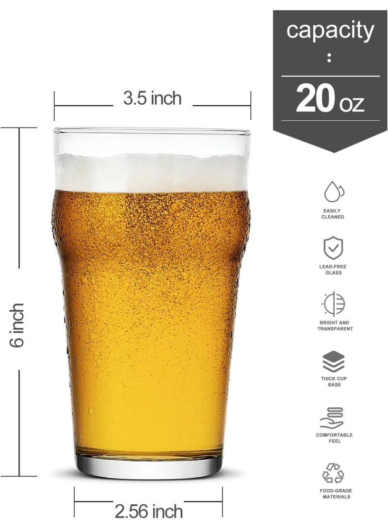 Set of 4 Premium 20oz British Classic Craft Beer Tumblers, Unique Stackable Design Pilsner & IPA Beer Glasses, Durable Pub Drinking Glass Cups for Cold Drinks, Ideal Beer Gift for Men - Image 2