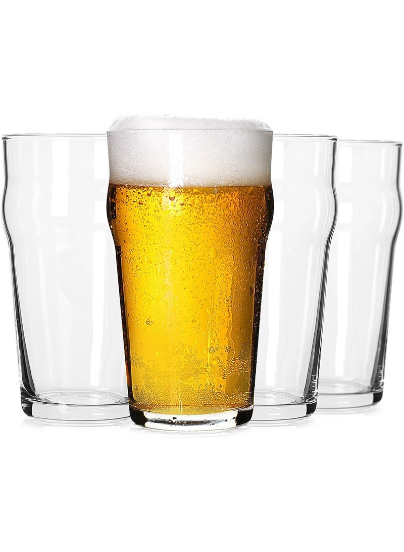 Set of 4 Premium 20oz British Classic Craft Beer Tumblers, Unique Stackable Design Pilsner & IPA Beer Glasses, Durable Pub Drinking Glass Cups for Cold Drinks, Ideal Beer Gift for Men - Image 1