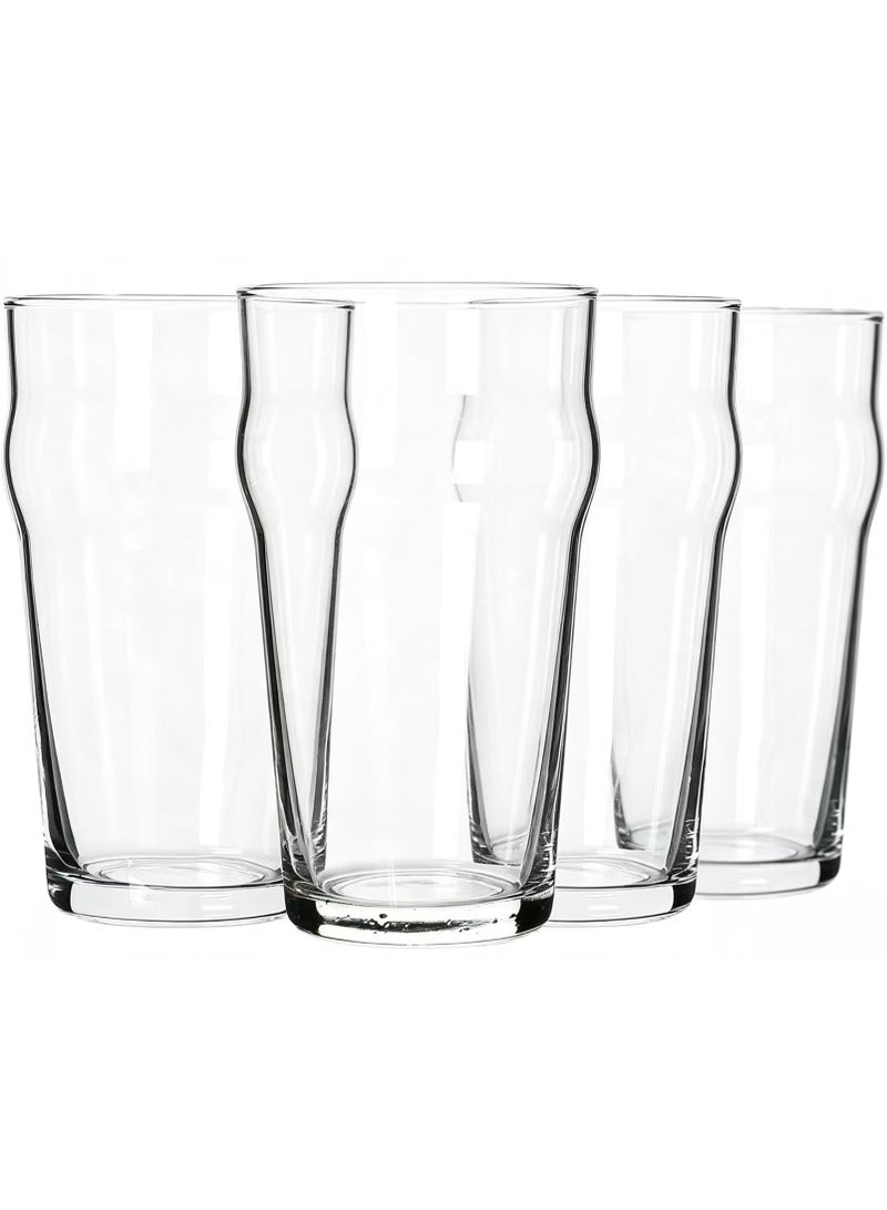 Set of 4 Premium 20oz British Classic Craft Beer Glasses, Unique Stackable Design for IPA & Pilsner, Heavy Duty Pub Grade Drinking Cups for Cold Beverages, Dishwasher Safe, Ideal Beer Gift for Men, Home Bar & Parties - Image 1
