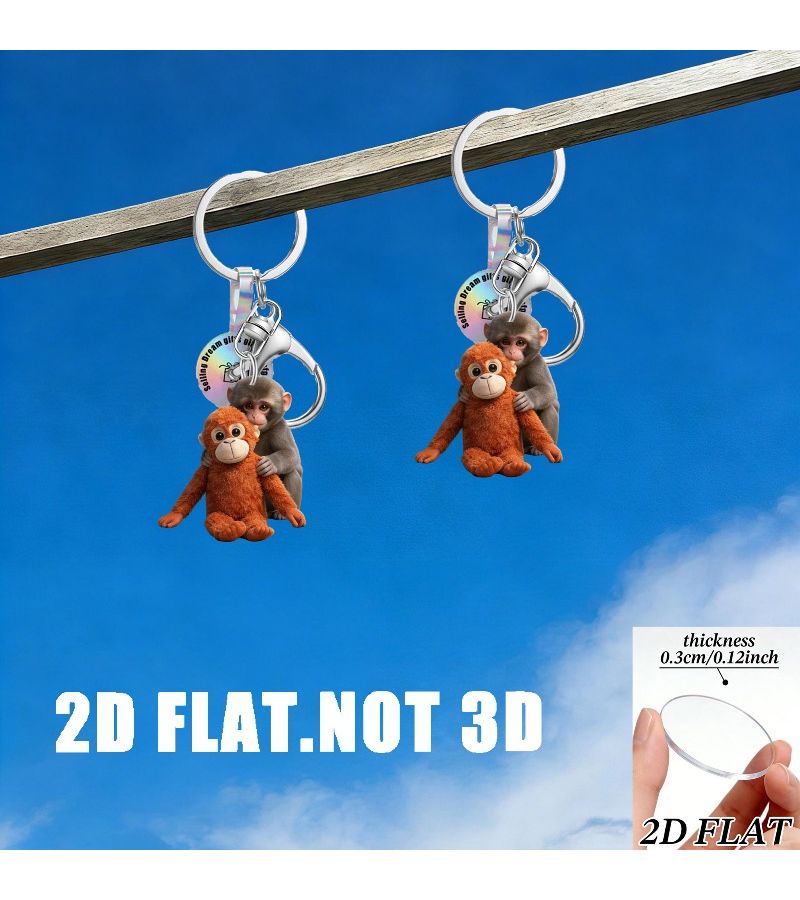 2D 1: سلسلة مفاتيح أكريليك على شكل قرد ملاكم مسطح لسلسلة مفاتيح السيارة، زينة لحقائب الظهر، ديكور المكتب، سحر للهواتف المحمولة، إضافات لحقيبة الصالة الرياضية، بطاقات للأمتعة، هدايا تذكارية 6 قطع - Image 4