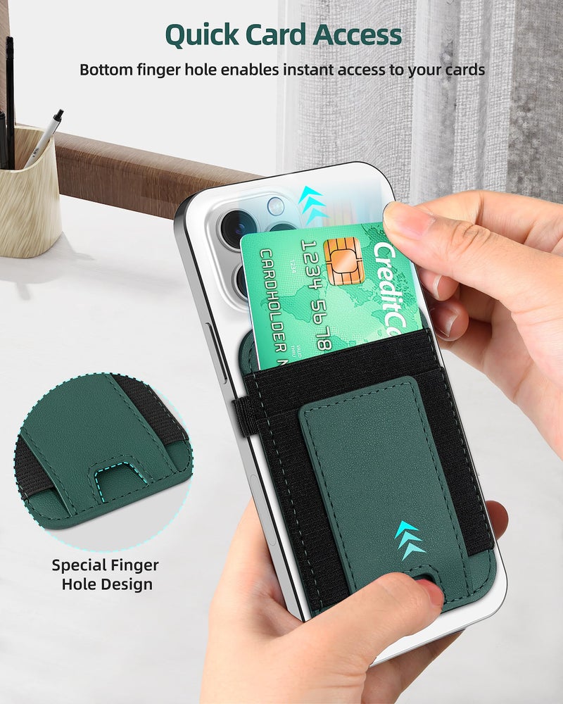 ExtreLife For Magsafe Wallet, Strongest Magnetic Wallet for iPhone 17/16/15/14/13/12 Series, for Magsafe Card Holder with 2 Card Slots, Magnetic Card Holder, RFID Blocking, Vegan Leather, Hold 7 Cards, Green - Image 5