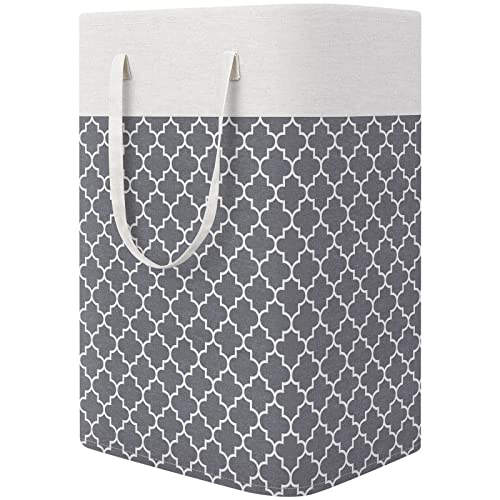 StorageRight Laundry Basket Hamper Large Collapsible Laundry Hamper with Easy Carry Handles，Freestanding Clothes Hampers for Laundry, Bedroom, Dorm, Clothes, Towels, 75L, Clover Grey - Image 1