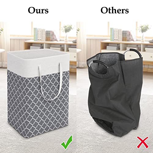 StorageRight Laundry Basket Hamper Large Collapsible Laundry Hamper with Easy Carry Handles，Freestanding Clothes Hampers for Laundry, Bedroom, Dorm, Clothes, Towels, 75L, Clover Grey - Image 5