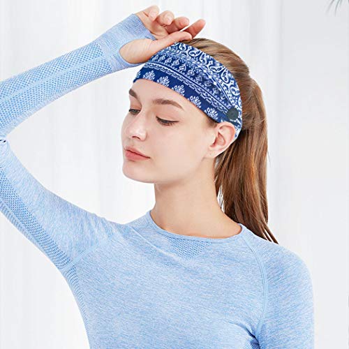 Bohend Boho Button Headband Wide Stretchy Daily Use Knotted Headwear Sport Athletic Yoga Gym Hair Accessories for Women and Girls(3pcs) (D) - Image 5