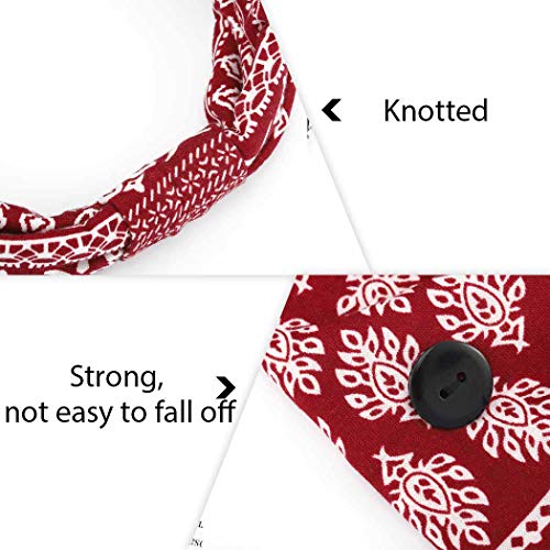 Bohend Boho Button Headband Wide Stretchy Daily Use Knotted Headwear Sport Athletic Yoga Gym Hair Accessories for Women and Girls(3pcs) (D) - Image 4