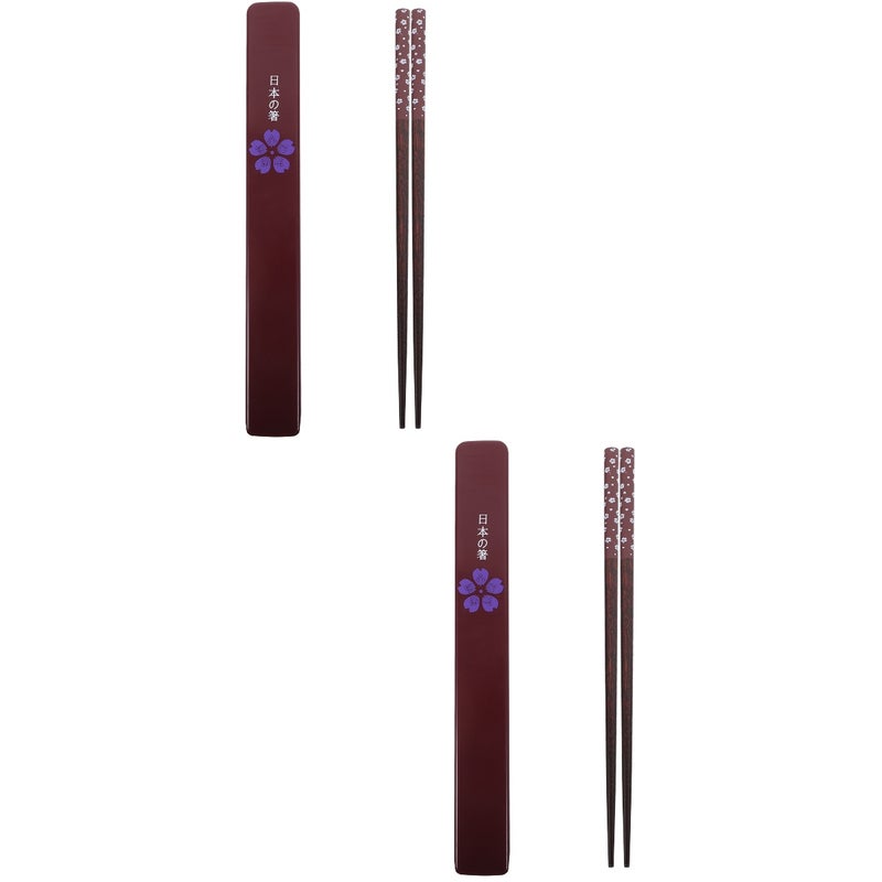 2 Sets Japanese Style Chopsticks Reusable Chopsticks with Storage Box for Sushi Noodle Picnic - Image 1