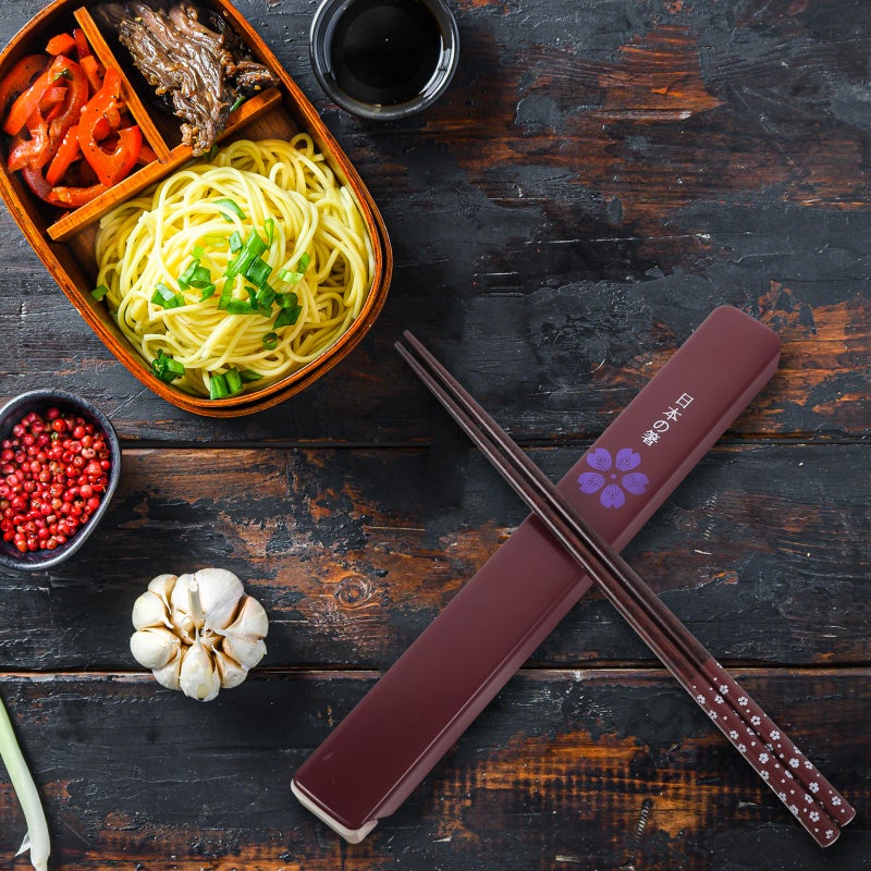2 Sets Japanese Style Chopsticks Reusable Chopsticks with Storage Box for Sushi Noodle Picnic - Image 3