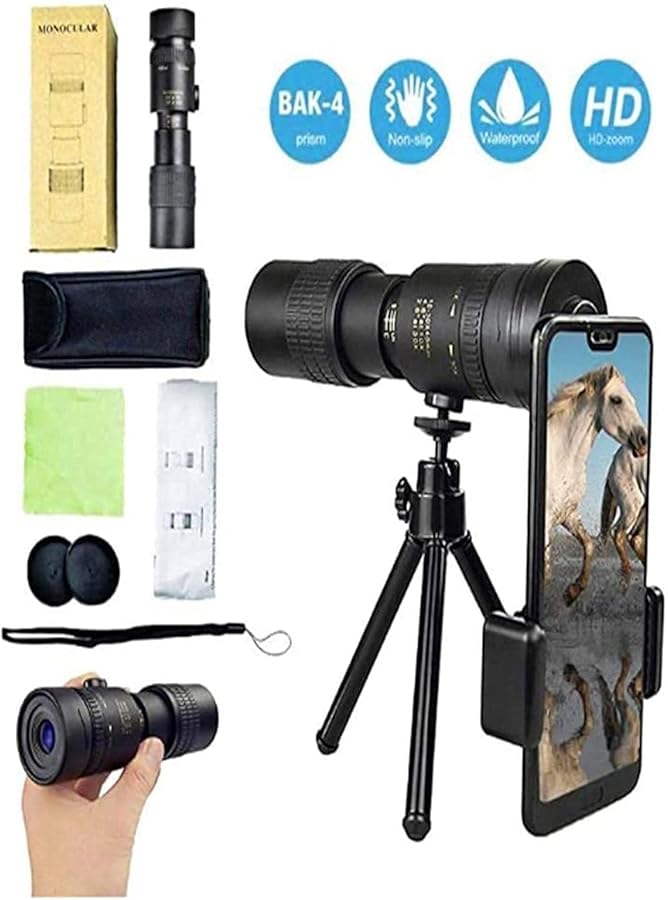 High Power 300x40 Monocular Telescope 4K Zoom for Birdwatching Waterproof with Tripod Clip - Image 5