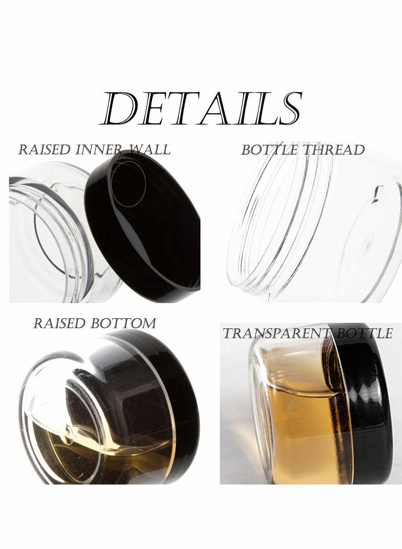 Plastic Makeup Cosmetic Jars, 12pcs 15ml Column Refillable Travel Empty Clear Sample Container Pots Bottles with Black Screw-on Lids and 6pcs Mini Spatulas for Creams/Powder/Make Up Cosmetic - Image 3