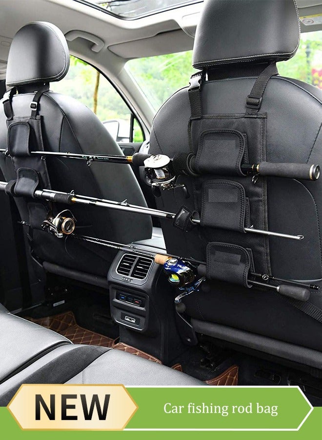 Generic Vehicle Fishing Rod Carrier Carrier 2pcs Fishing Rod Carrier Car Fishing Rod Holder Backseat Holds 3 Poles Tackle Tool Fishing Rod Storage Bag for Car Fishing Rod Car Roof Carseat Easy Install Fishi  - Image 1