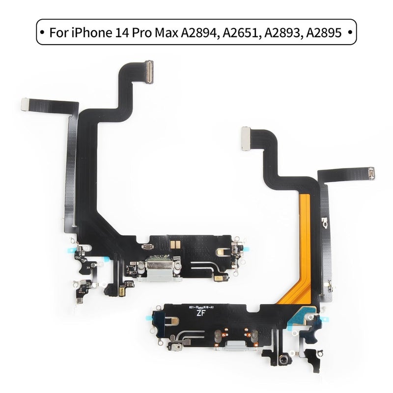 Olivechard for iPhone 14 Pro Max Lightning Charging Port Replacement (Silver) USB Dock Connector Flex Cable Assembly Includes Waterproof Tape & Tool Kit for A2651, A2894, A2895, A2896 - Image 2