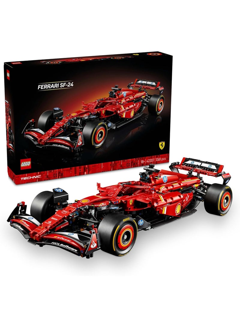 LEGO Technic Ferrari SF-24 F1 Car Model - Collectible Formula 1 Set with 1:8 Scale V6 Engine, Gear Box, Steering & DRS - Gift Idea for Adult & Teenage Racing Fans 42207 - Image 1