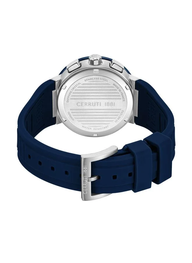 CERRUTI 1881 Men's Filiano 42mm Blue Dial Silicone Strap Multifunction Watch For Men
