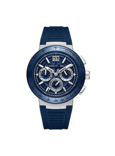 CERRUTI 1881 Men's Filiano 42mm Blue Dial Silicone Strap Multifunction Watch For Men
