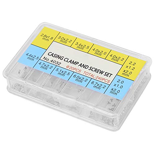 Akozon Watch Crown Replacement, Watch Movement Screws, 240 Pcs Watch Casing Clamp Adapter Casing Movement Securing Screw Washer for 2824 2836 2846 - Image 5